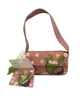 Sol and Mer Beaded Bag Tropical Coconut Cocktail Drink & Coin Purse Set NWT